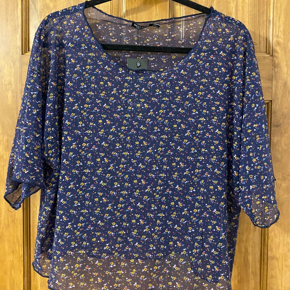 Nasty Gal sheer top with flowers